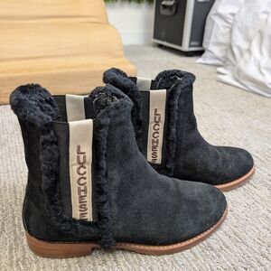Lucchese Black Suede Fur-Lined Boots